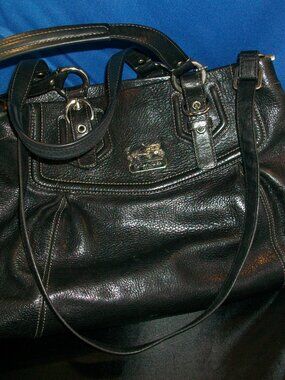 Coach Madison Black Pebbled Leather Sophia Satchel - 14574 - Silver Hardware